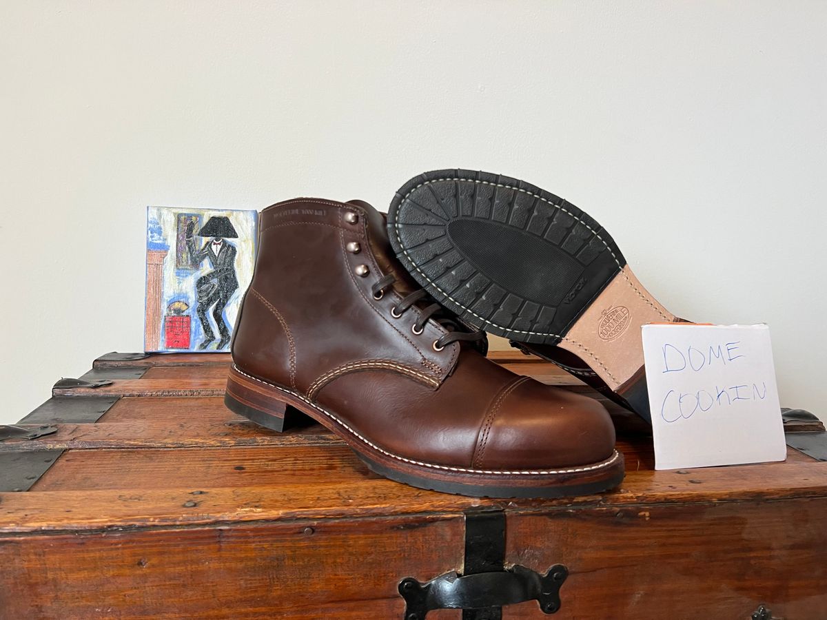 Photo by mluchterhand on November 5, 2025 of the Wolverine 1000 Mile Cap-Toe Boot in Horween Havana Brown Chromexcel.
