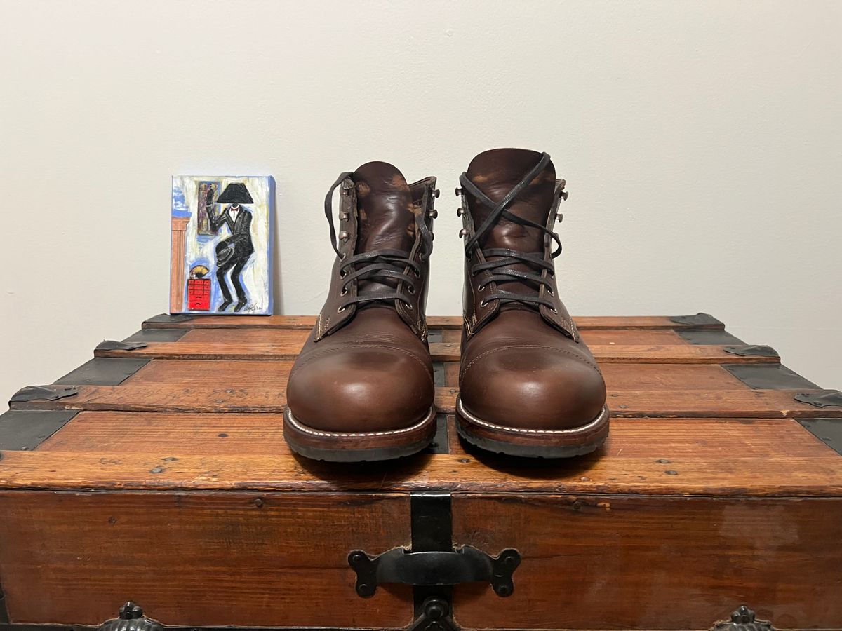 Photo by mluchterhand on December 6, 2025 of the Wolverine 1000 Mile Cap-Toe Boot in Horween Havana Brown Chromexcel.