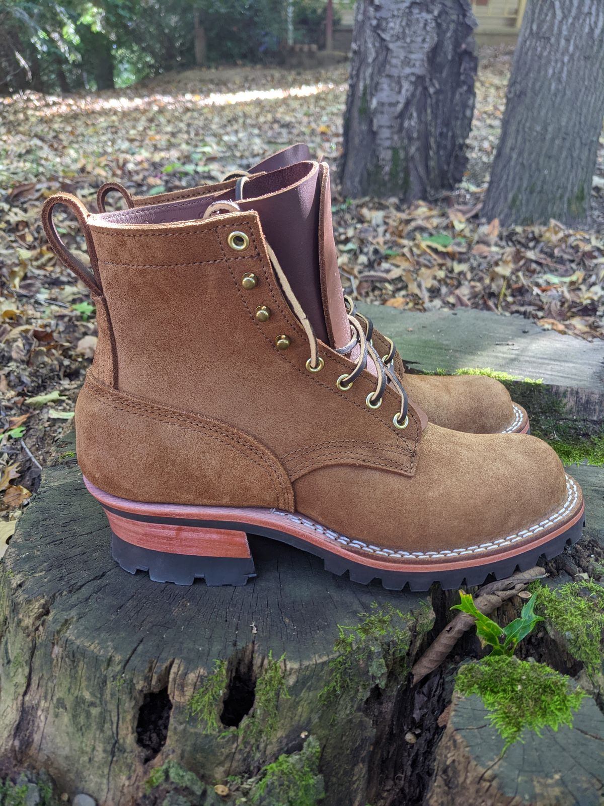 Photo by HairySuede on October 3, 2022 of the Nicks Urban Logger in Seidel 1964 Brown Roughout.