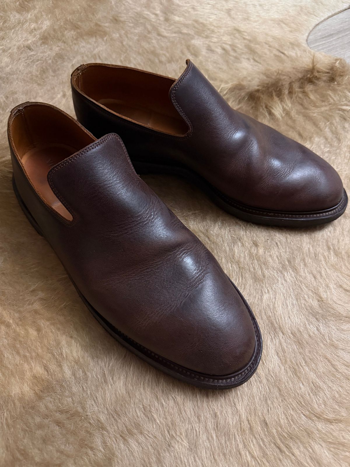 Photo by solidsalami117 on December 6, 2025 of the Viberg Slipper in C.F. Stead Whiskey Phoenix.