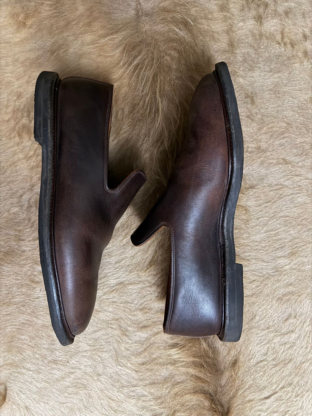 Photo by solidsalami117 on December 6, 2025 of the Viberg Slipper in C.F. Stead Whiskey Phoenix.