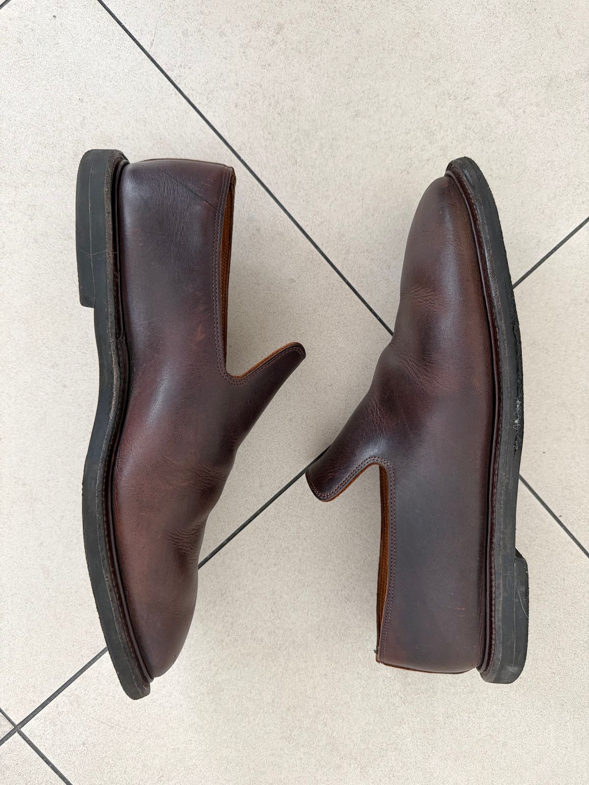 Photo by solidsalami117 on February 5, 2026 of the Viberg Slipper in C.F. Stead Whiskey Phoenix.