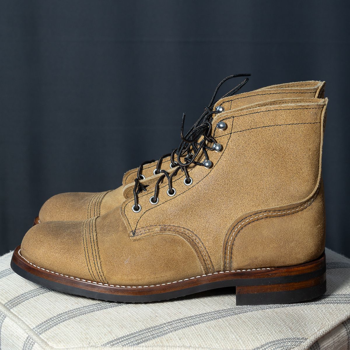 Photo by onelastboot on October 1, 2023 of the Red Wing Iron Ranger in S.B. Foot Hawthorne Muleskinner.
