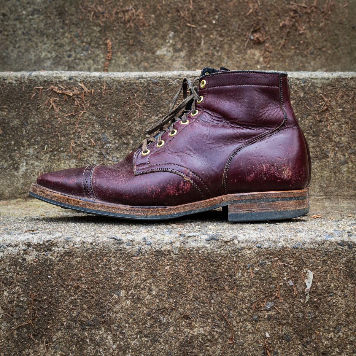 Photo by onelastboot on February 1, 2023 of the Viberg Service Boot in Horween Color 8 Chromexcel.