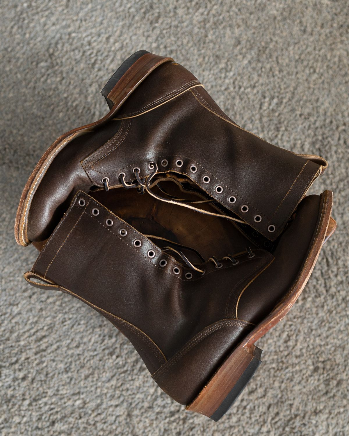 Photo by onelastboot on January 5, 2025 of the White's Bounty Hunter in Horween Cinnamon Waxed Flesh.