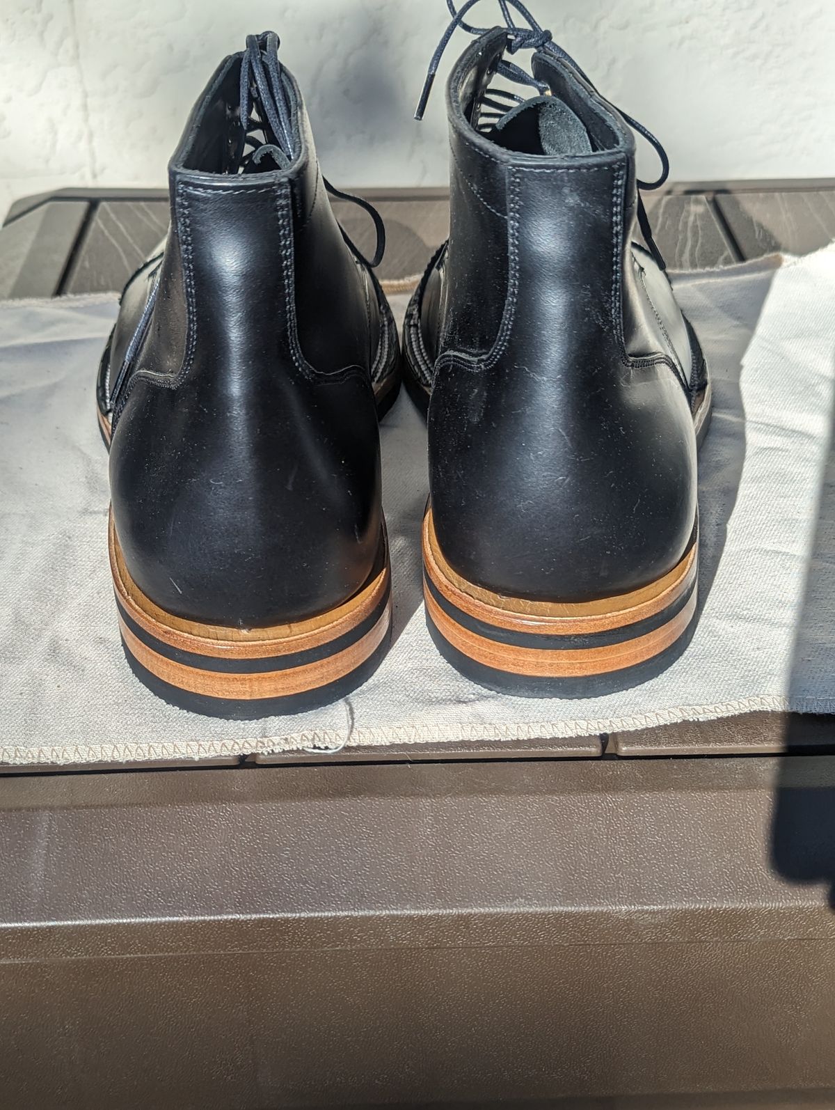 Photo by chefRichH on October 1, 2023 of the Christian Daniel Larry Lace Up Boot in LeFarc Black Albatros.