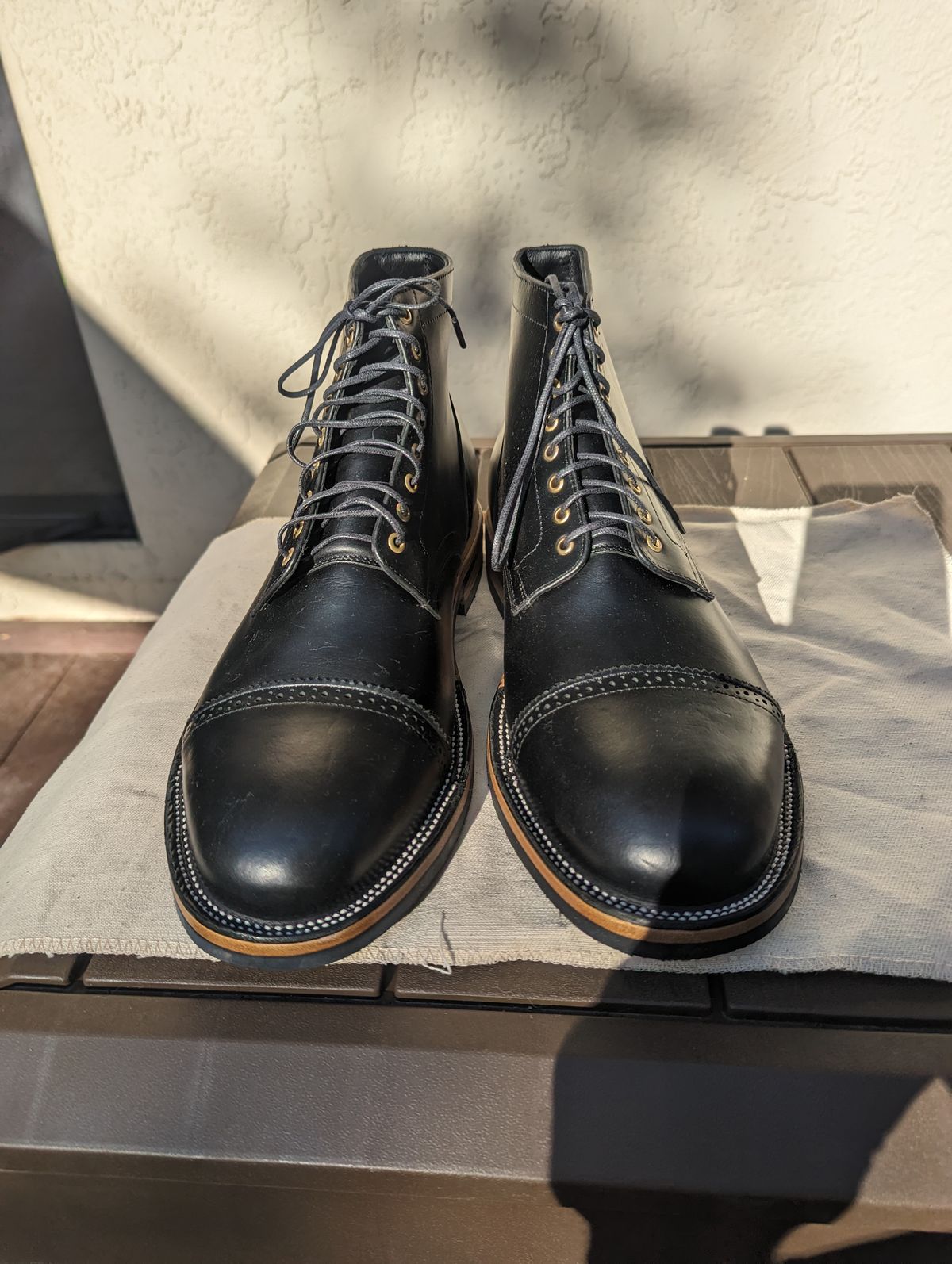 Photo by chefRichH on October 1, 2023 of the Christian Daniel Larry Lace Up Boot in LeFarc Black Albatros.