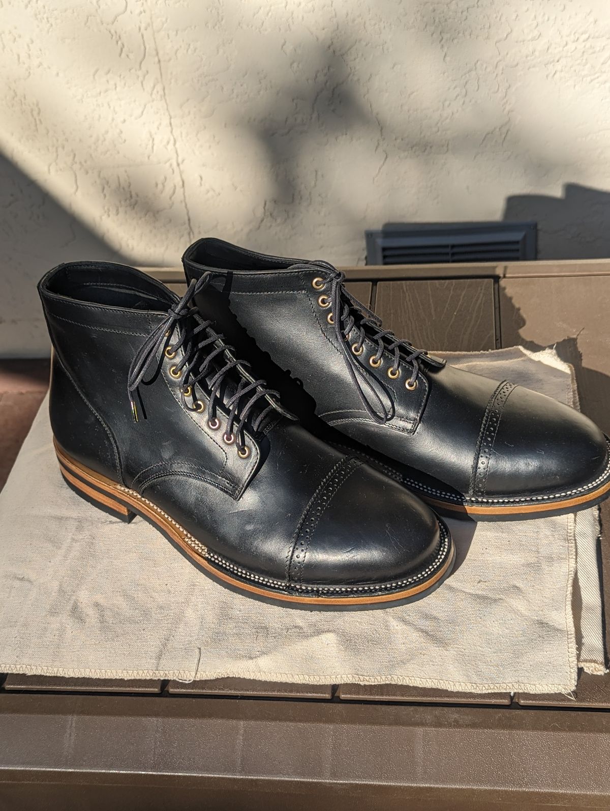 Photo by chefRichH on October 1, 2023 of the Christian Daniel Larry Lace Up Boot in LeFarc Black Albatros.