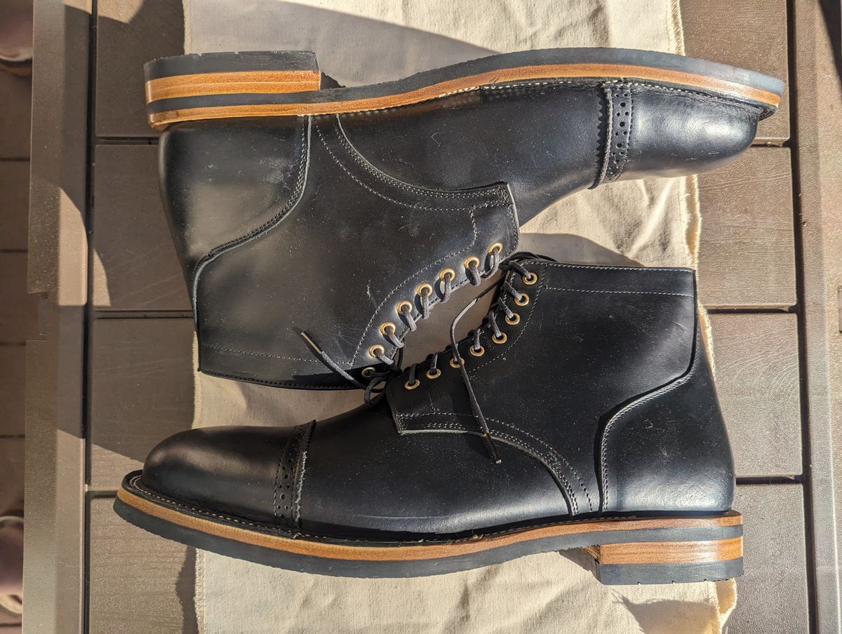 Photo by chefRichH on October 1, 2023 of the Christian Daniel Larry Lace Up Boot in LeFarc Black Albatros.