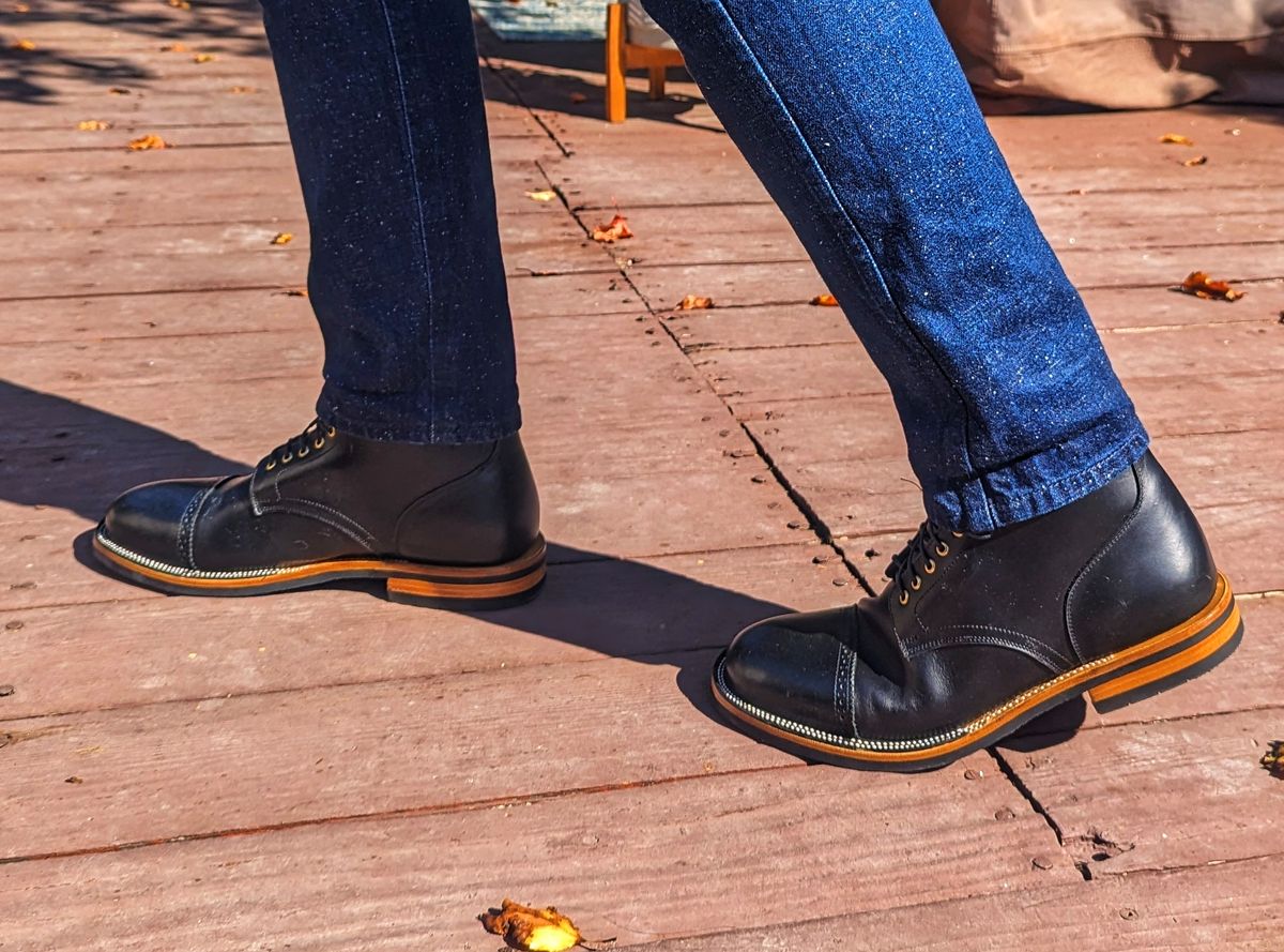 Photo by chefRichH on October 1, 2023 of the Christian Daniel Larry Lace Up Boot in LeFarc Black Albatros.