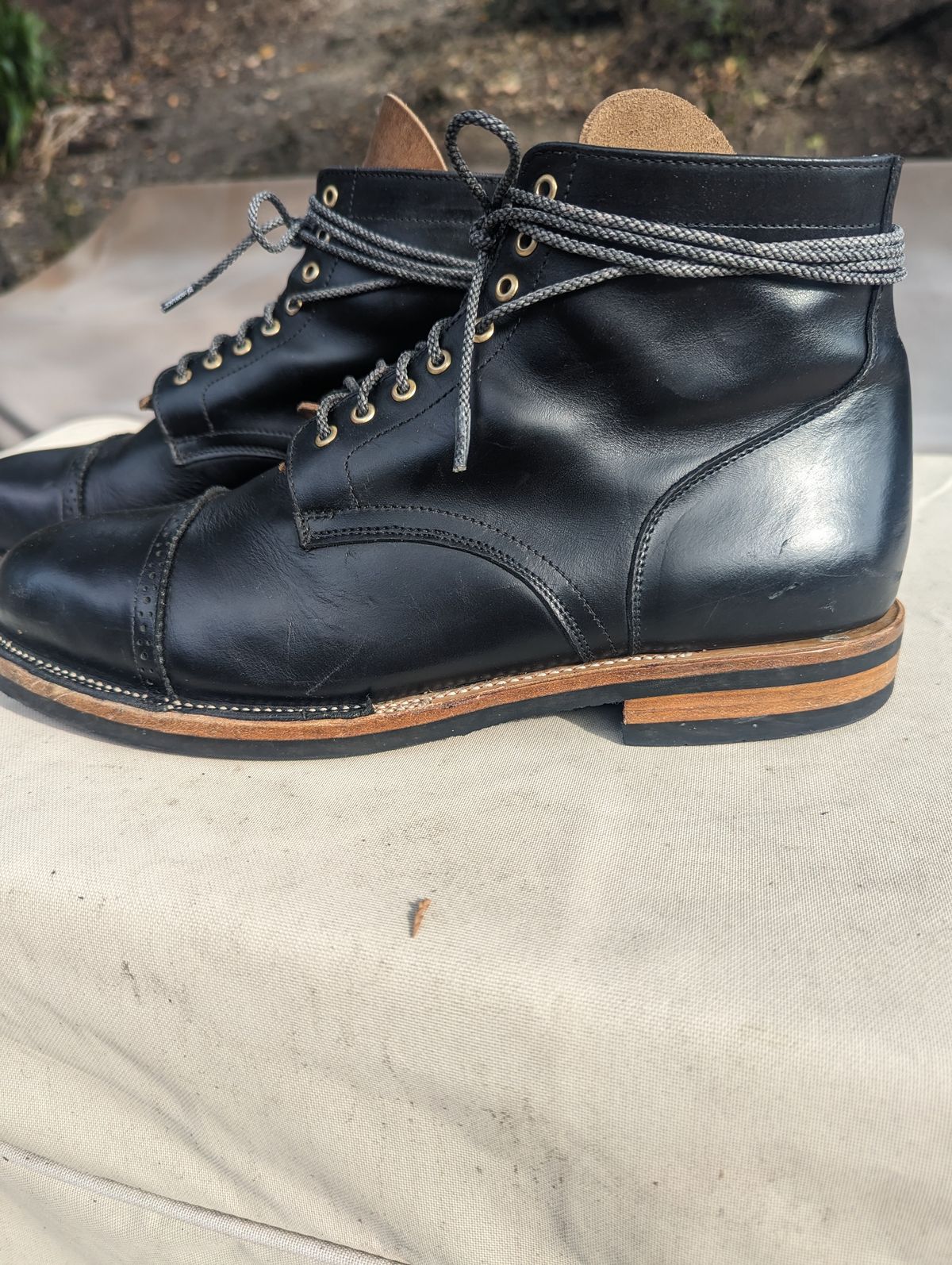 Photo by chefRichH on November 1, 2023 of the Christian Daniel Larry Lace Up Boot in LeFarc Black Albatros.