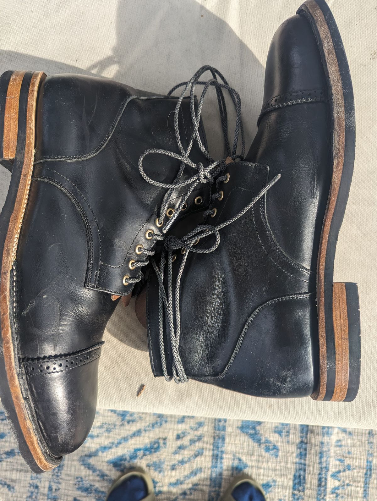 Photo by chefRichH on November 1, 2023 of the Christian Daniel Larry Lace Up Boot in LeFarc Black Albatros.