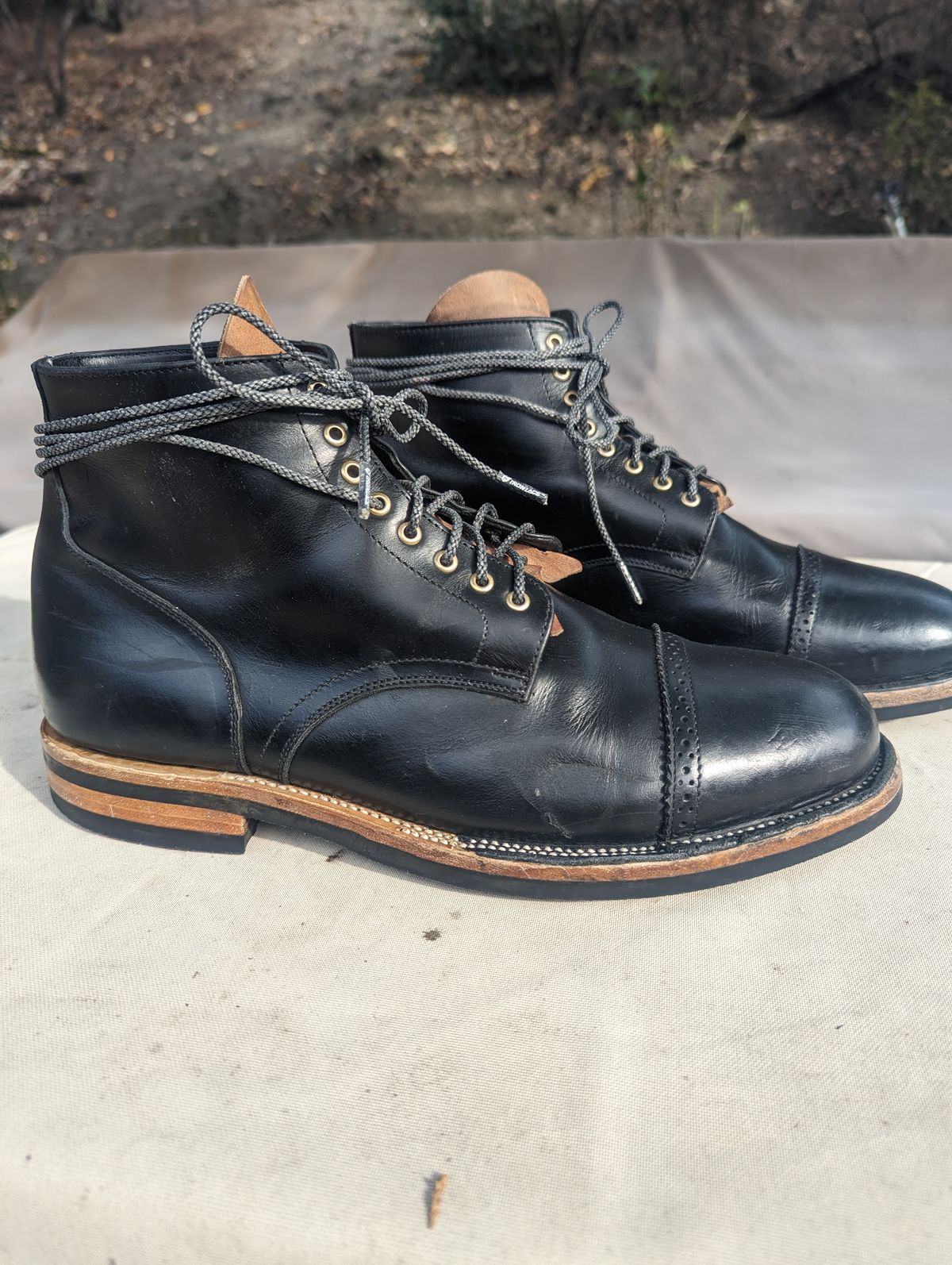 Photo by chefRichH on November 1, 2023 of the Christian Daniel Larry Lace Up Boot in LeFarc Black Albatros.