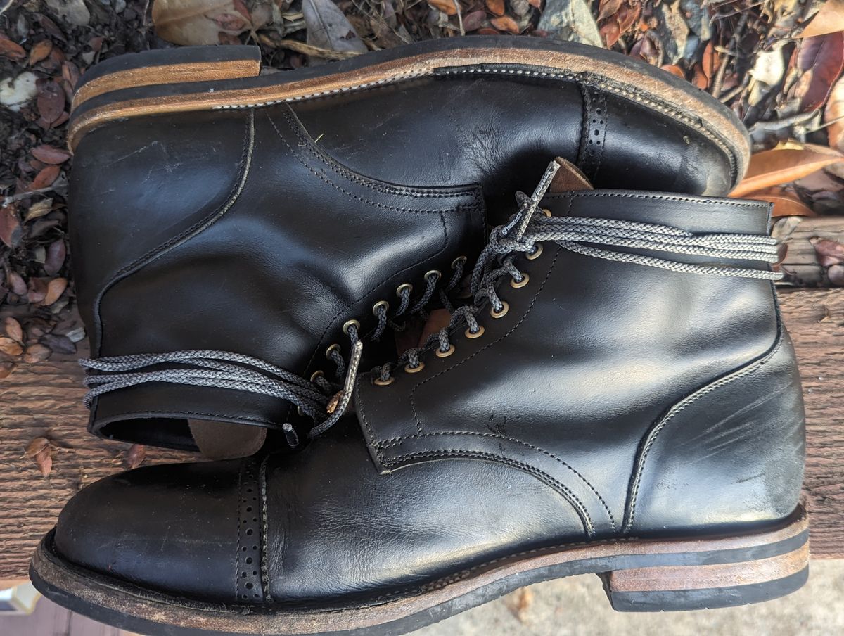 Photo by chefRichH on December 1, 2023 of the Christian Daniel Larry Lace Up Boot in LeFarc Black Albatros.