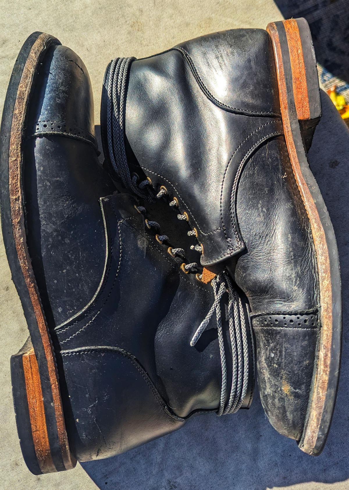 Photo by chefRichH on January 1, 2024 of the Christian Daniel Larry Lace Up Boot in LeFarc Black Albatros.