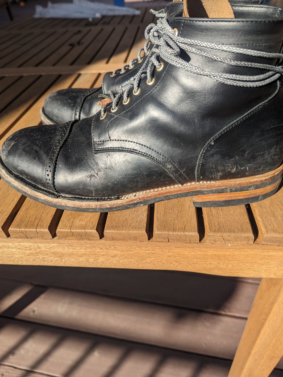 Photo by chefRichH on February 1, 2024 of the Christian Daniel Larry Lace Up Boot in LeFarc Black Albatros.
