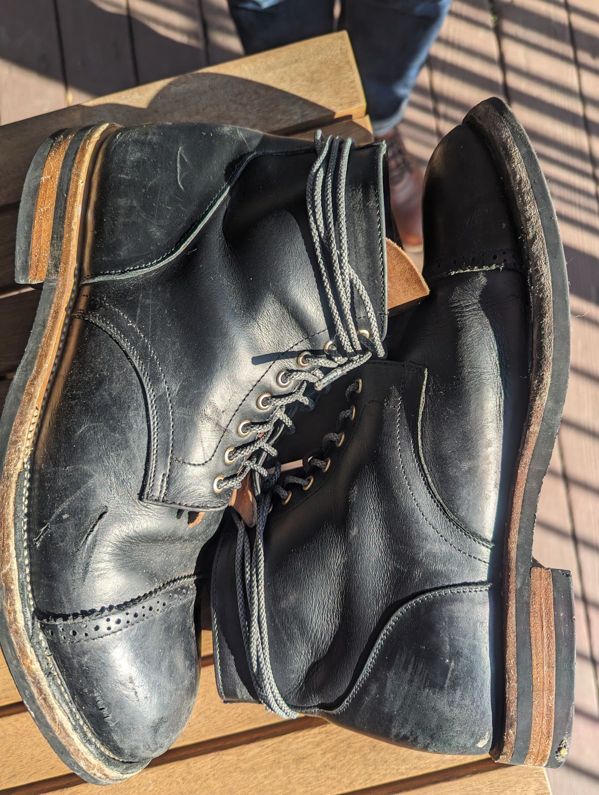 Photo by chefRichH on February 1, 2024 of the Christian Daniel Larry Lace Up Boot in LeFarc Black Albatros.