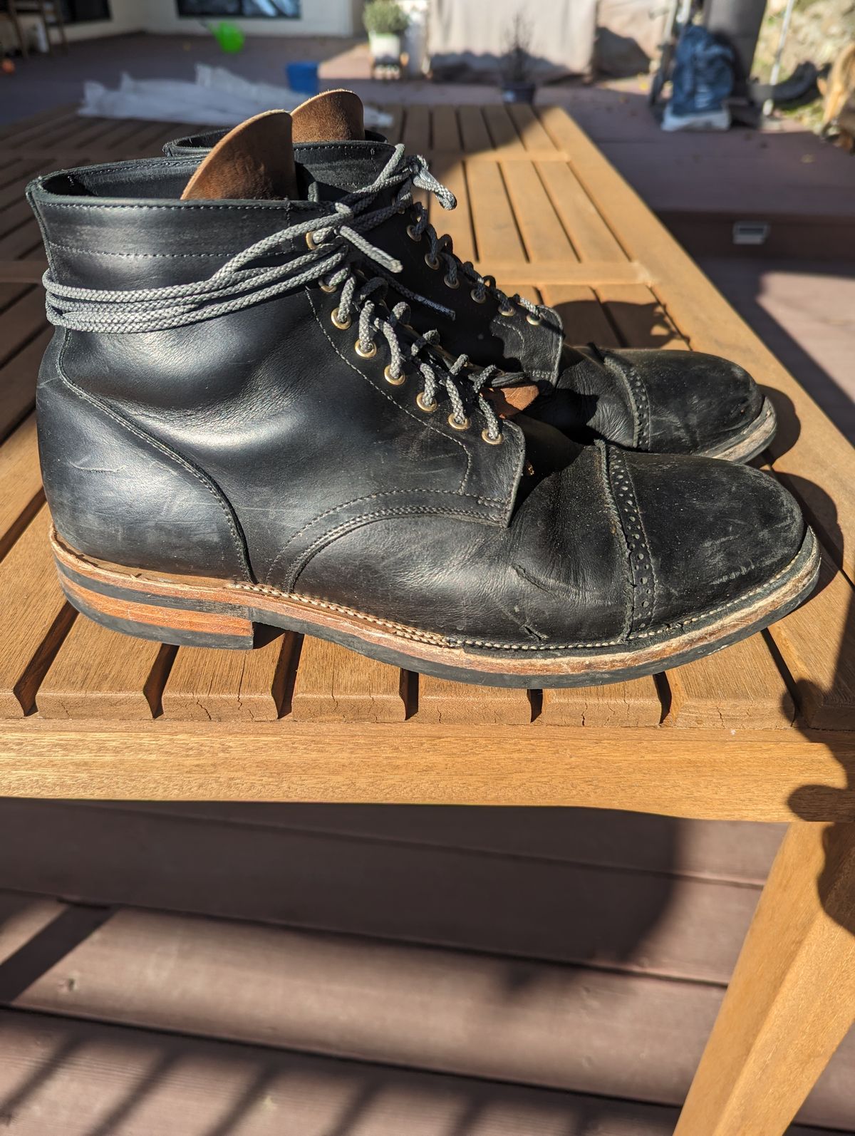 Photo by chefRichH on February 1, 2024 of the Christian Daniel Larry Lace Up Boot in LeFarc Black Albatros.