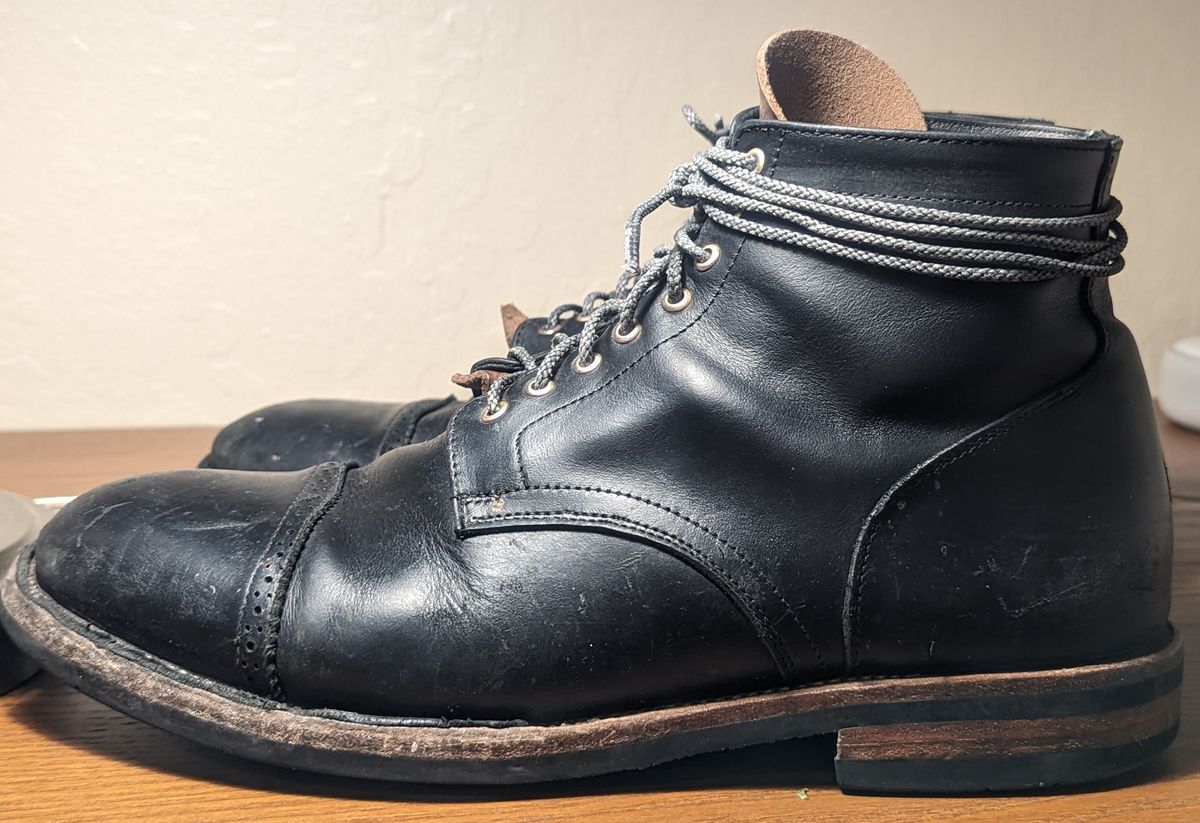 Photo by chefRichH on March 3, 2024 of the Christian Daniel Larry Lace Up Boot in LeFarc Black Albatros.
