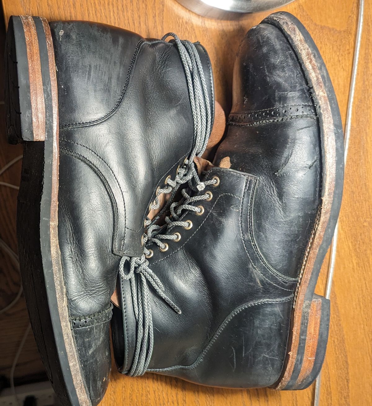 Photo by chefRichH on March 3, 2024 of the Christian Daniel Larry Lace Up Boot in LeFarc Black Albatros.