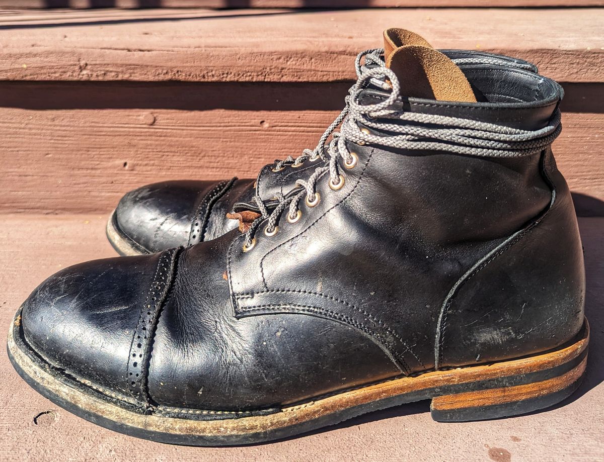 Photo by chefRichH on April 1, 2024 of the Christian Daniel Larry Lace Up Boot in LeFarc Black Albatros.