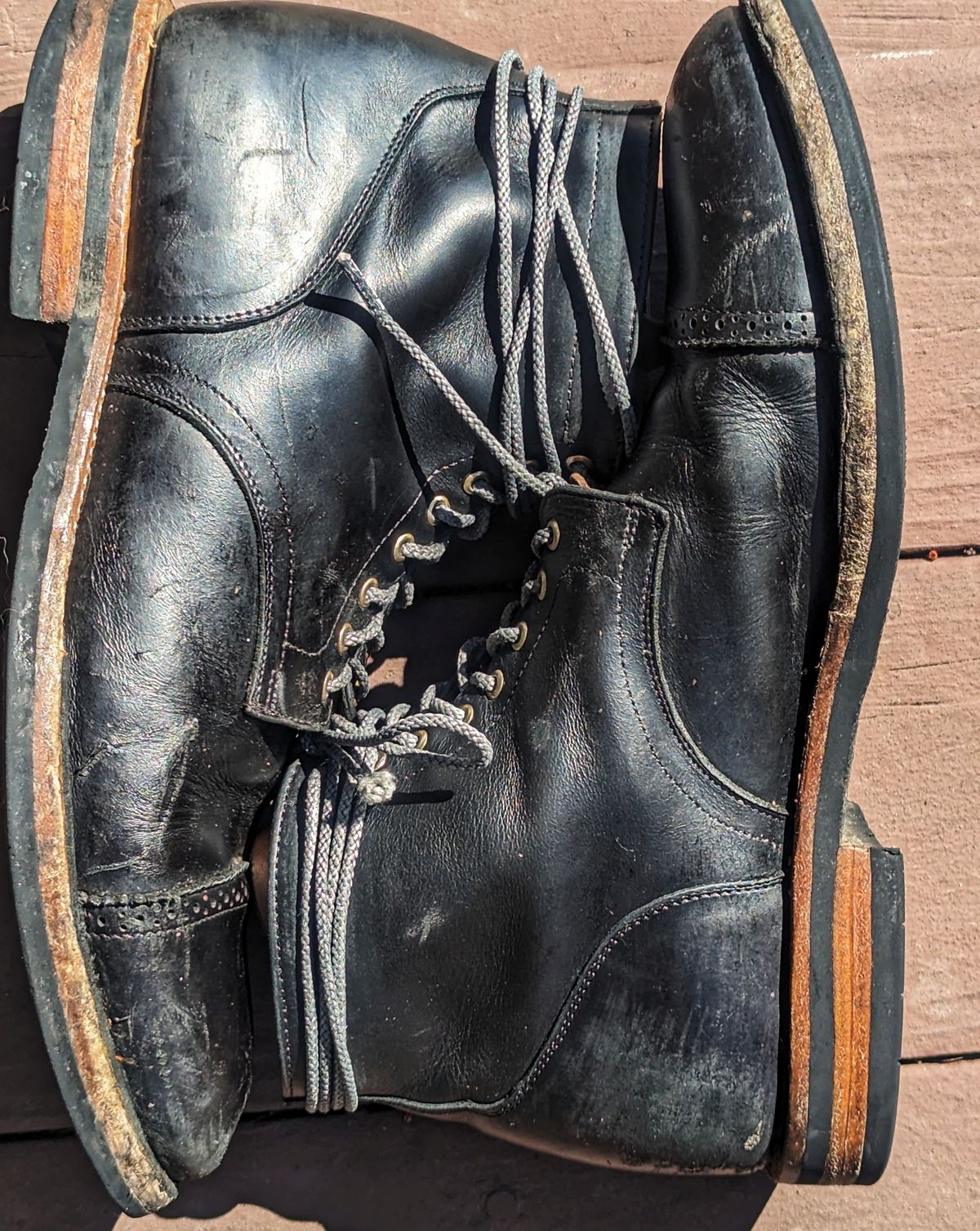 Photo by chefRichH on April 1, 2024 of the Christian Daniel Larry Lace Up Boot in LeFarc Black Albatros.