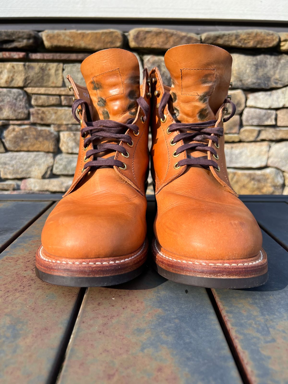 Photo by wvbootsndenim on November 4, 2024 of the John Lofgren Steel Gang Boots in Badalassi Carlo Bone Pueblo.