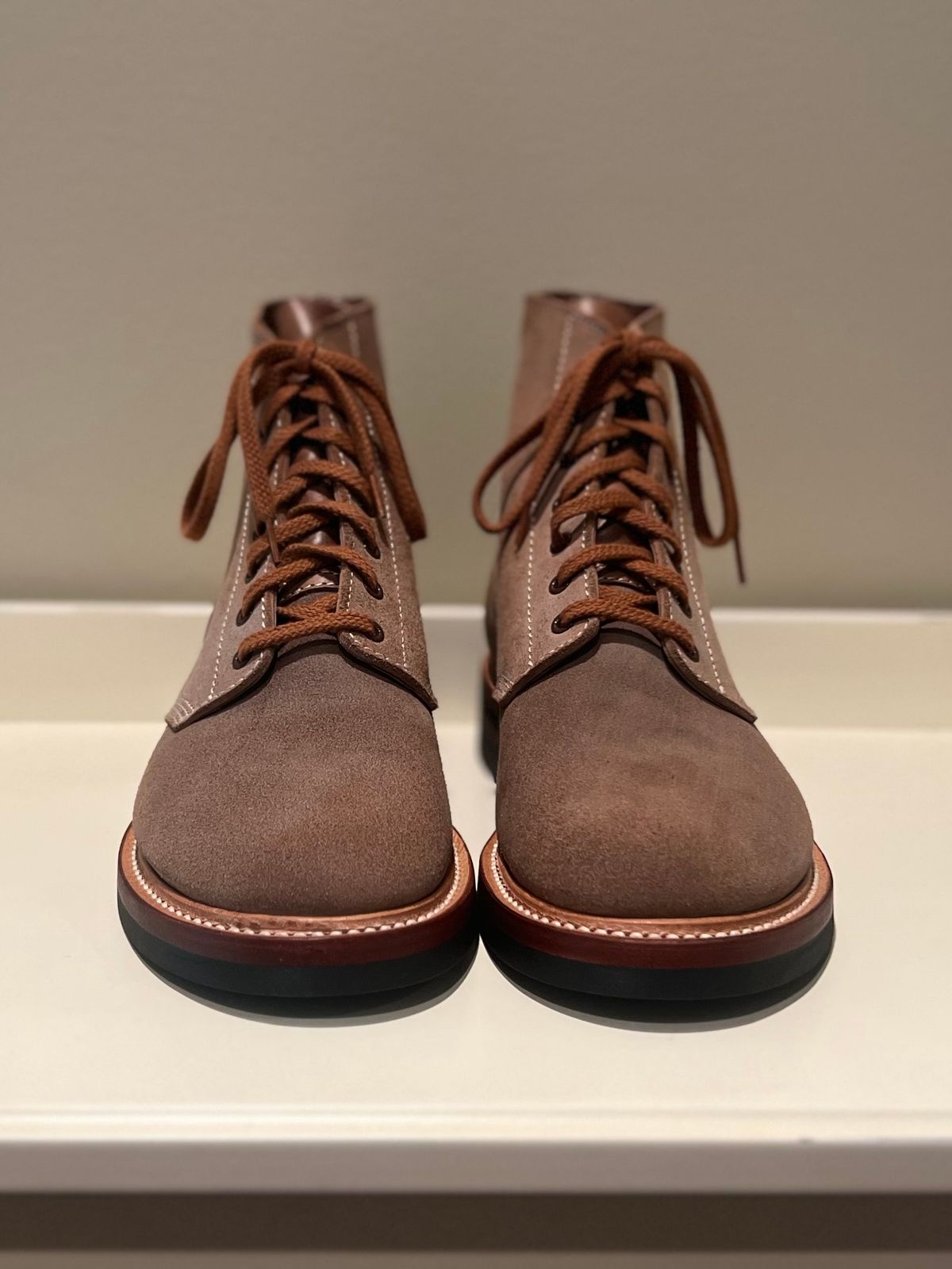Photo by wvbootsndenim on October 1, 2025 of the John Lofgren M-43 Service Shoes in Horween Natural Chromexcel Roughout.