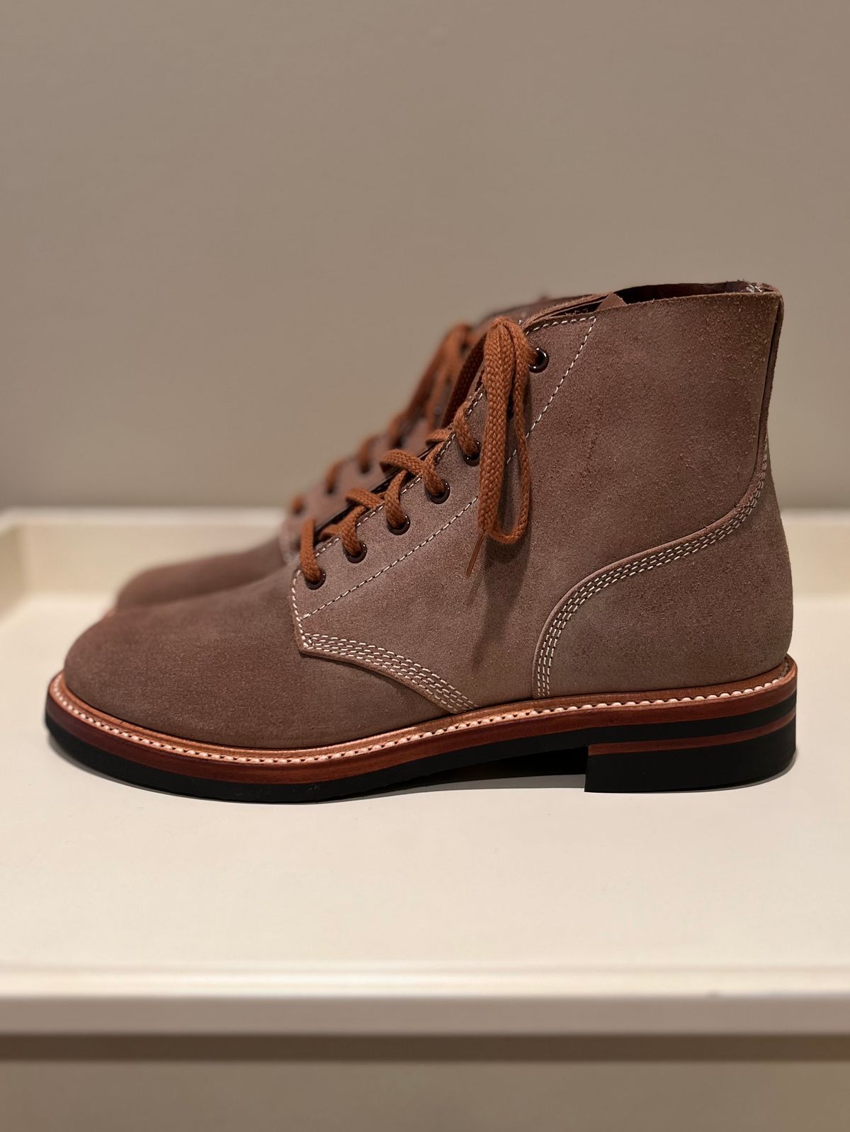 Photo by wvbootsndenim on October 1, 2025 of the John Lofgren M-43 Service Shoes in Horween Natural Chromexcel Roughout.
