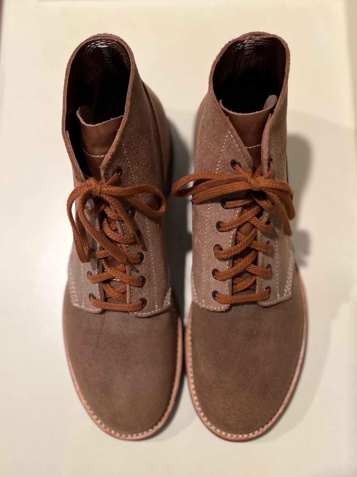 Photo by wvbootsndenim on October 1, 2025 of the John Lofgren M-43 Service Shoes in Horween Natural Chromexcel Roughout.