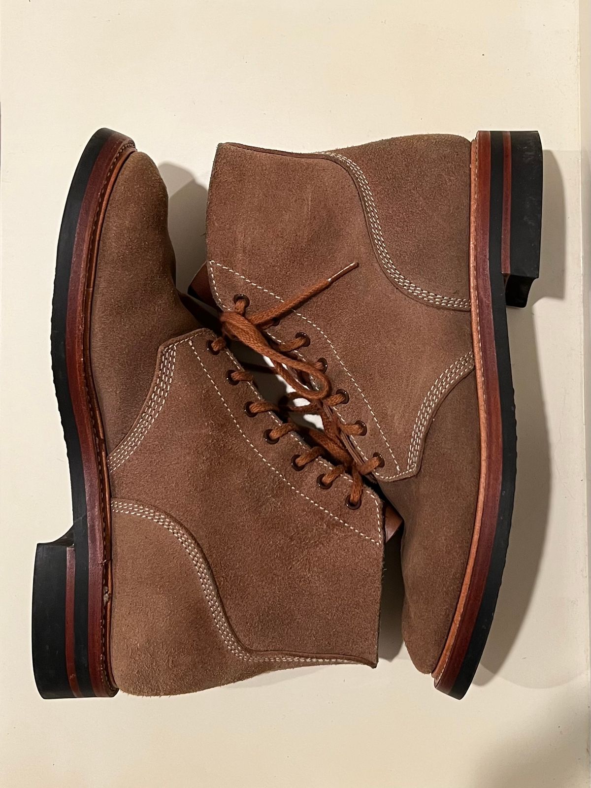 Photo by wvbootsndenim on November 5, 2025 of the John Lofgren M-43 Service Shoes in Horween Natural Chromexcel Roughout.