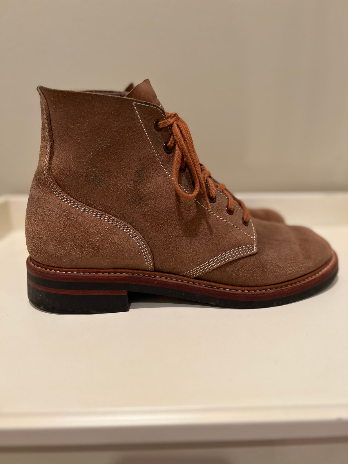 Photo by wvbootsndenim on November 5, 2025 of the John Lofgren M-43 Service Shoes in Horween Natural Chromexcel Roughout.