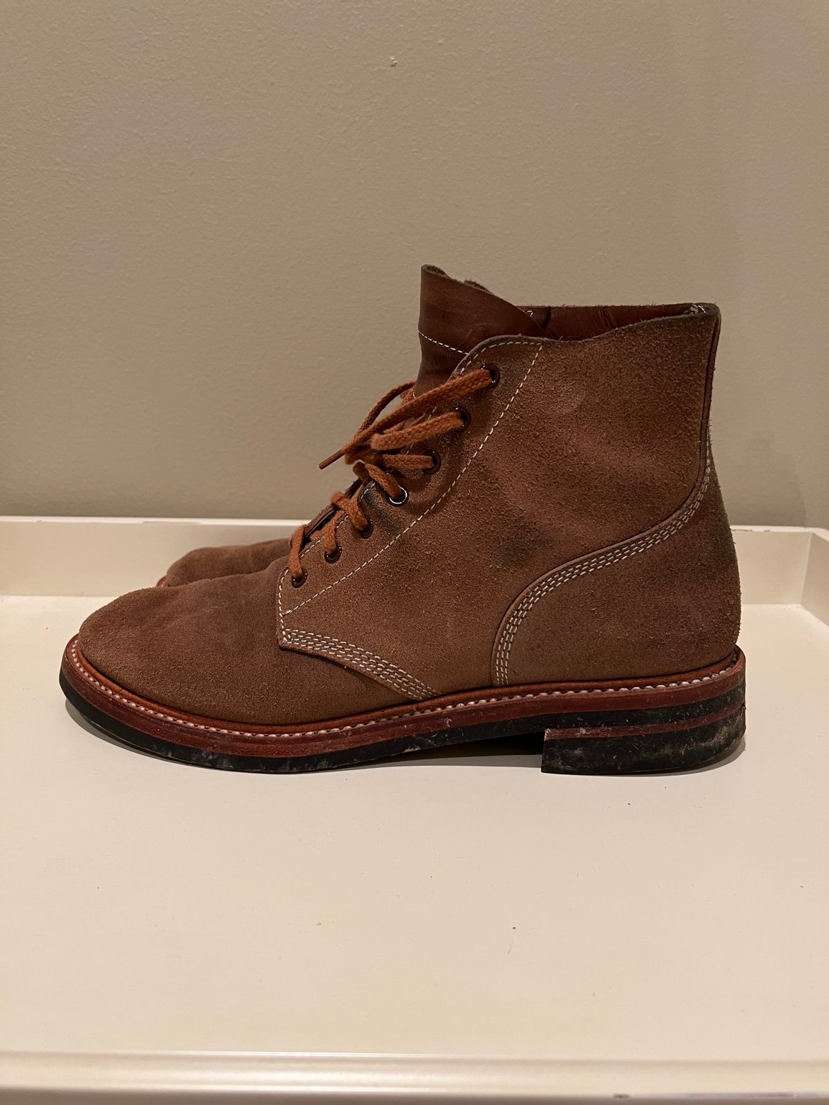 Photo by wvbootsndenim on December 6, 2025 of the John Lofgren M-43 Service Shoes in Horween Natural Chromexcel Roughout.