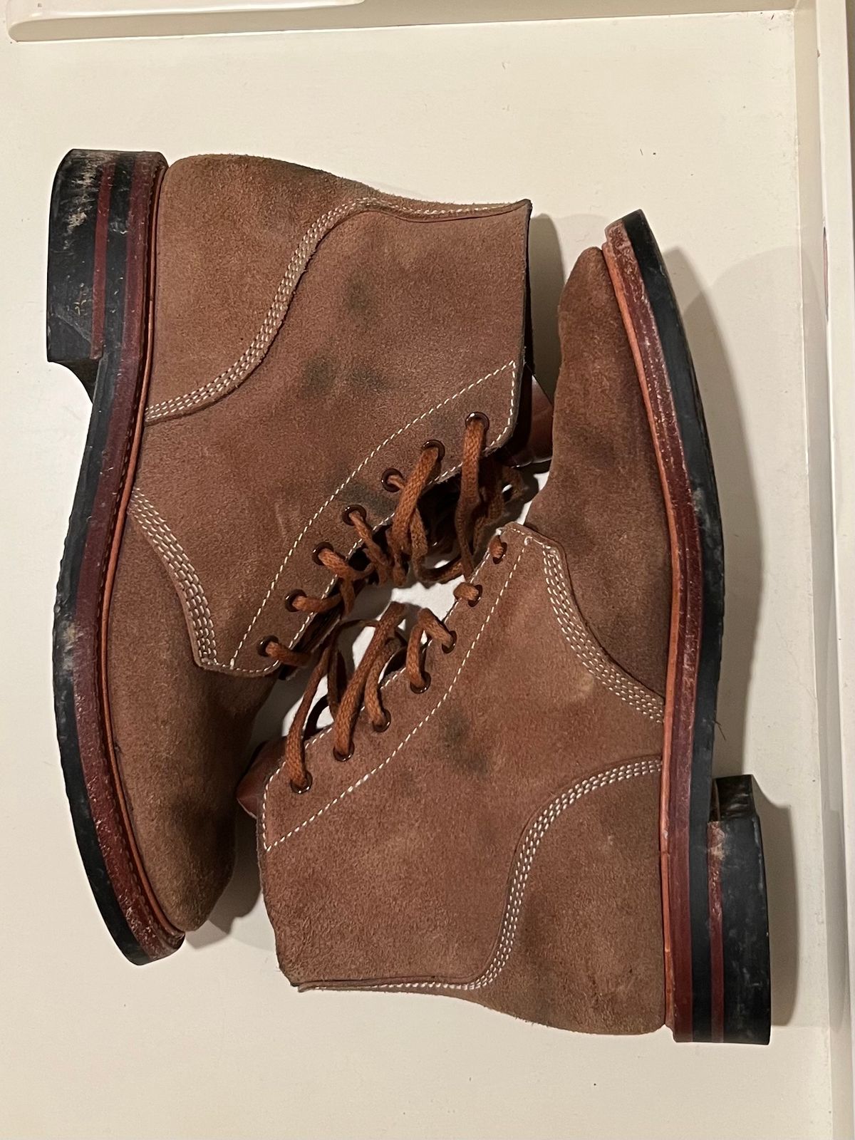 Photo by wvbootsndenim on December 6, 2025 of the John Lofgren M-43 Service Shoes in Horween Natural Chromexcel Roughout.