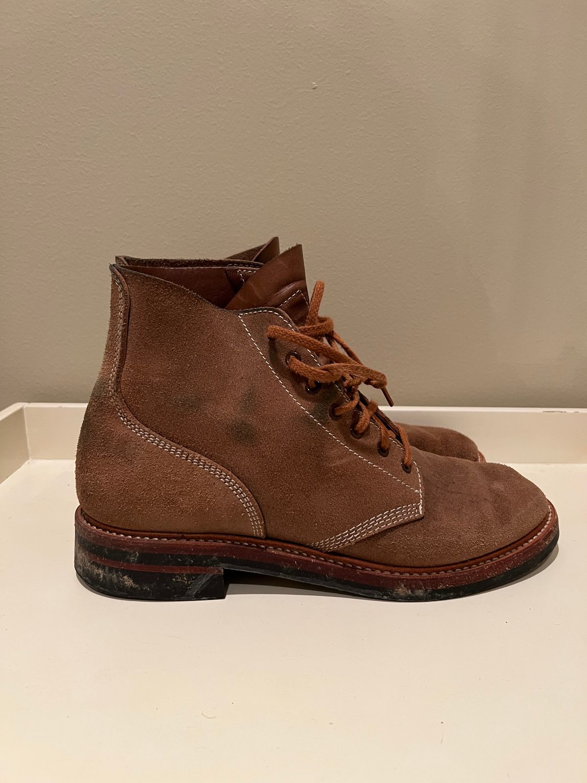 Photo by wvbootsndenim on December 6, 2025 of the John Lofgren M-43 Service Shoes in Horween Natural Chromexcel Roughout.