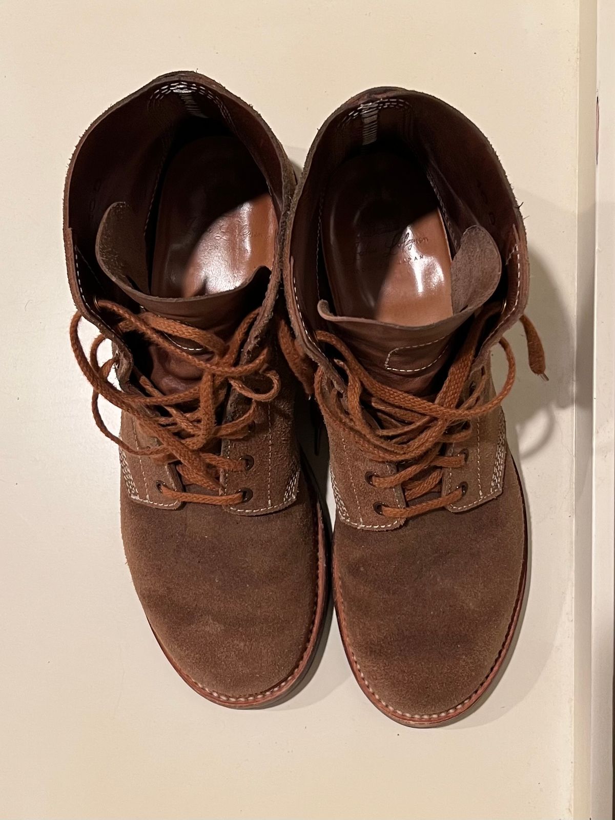 Photo by wvbootsndenim on December 6, 2025 of the John Lofgren M-43 Service Shoes in Horween Natural Chromexcel Roughout.
