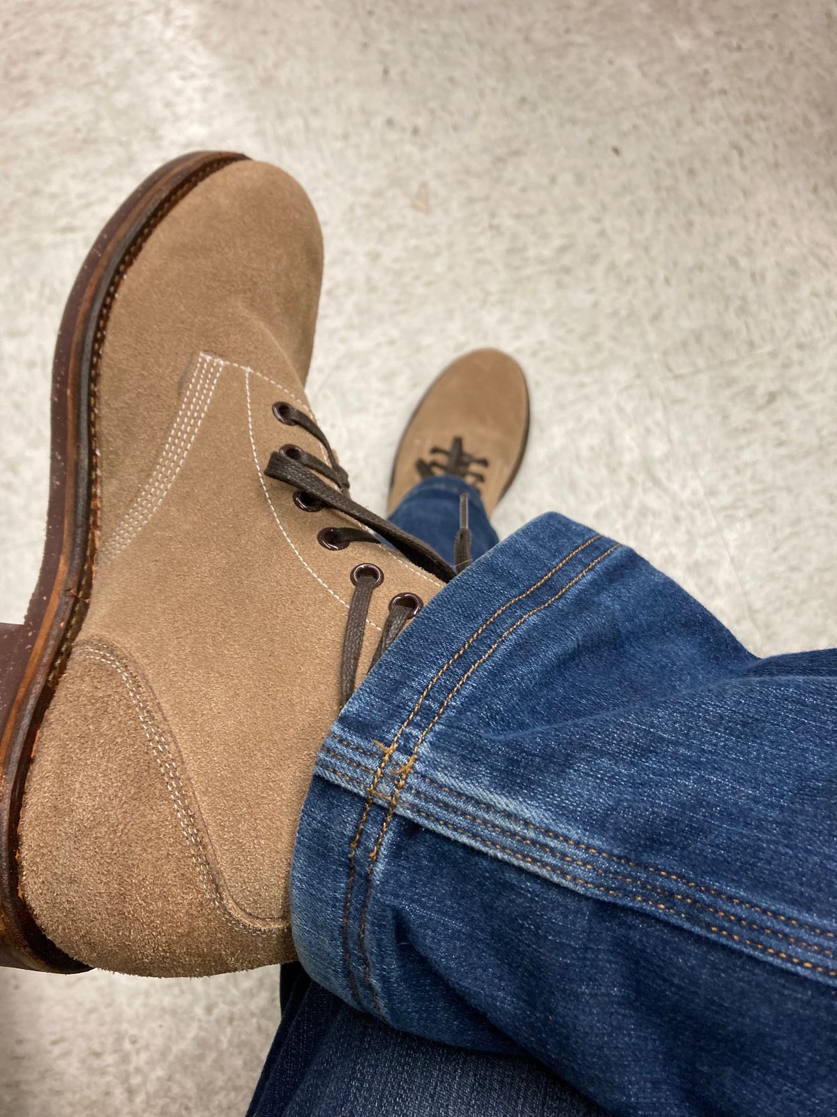 Photo by cconway816 on November 1, 2023 of the Oak Street Bootmakers Field Boot in Horween Natural Chromexcel Roughout.