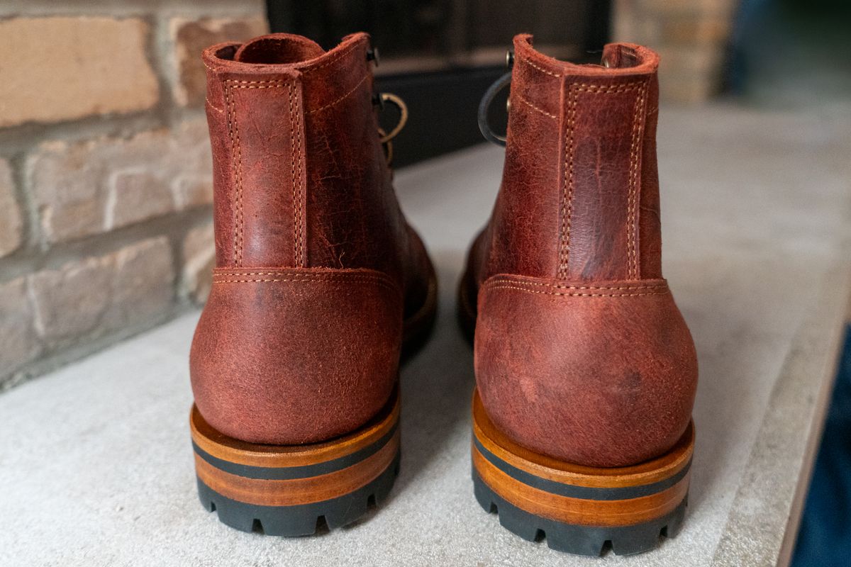 Photo by cconway816 on October 2, 2024 of the Truman Cap Toe Boot in C.F. Stead Russet Red Crazy Cow.
