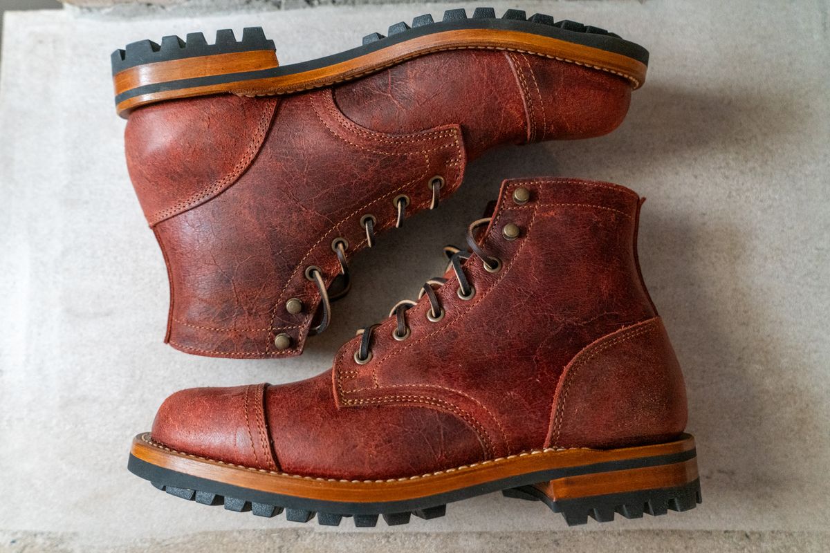 Photo by cconway816 on October 2, 2024 of the Truman Cap Toe Boot in C.F. Stead Russet Red Crazy Cow.