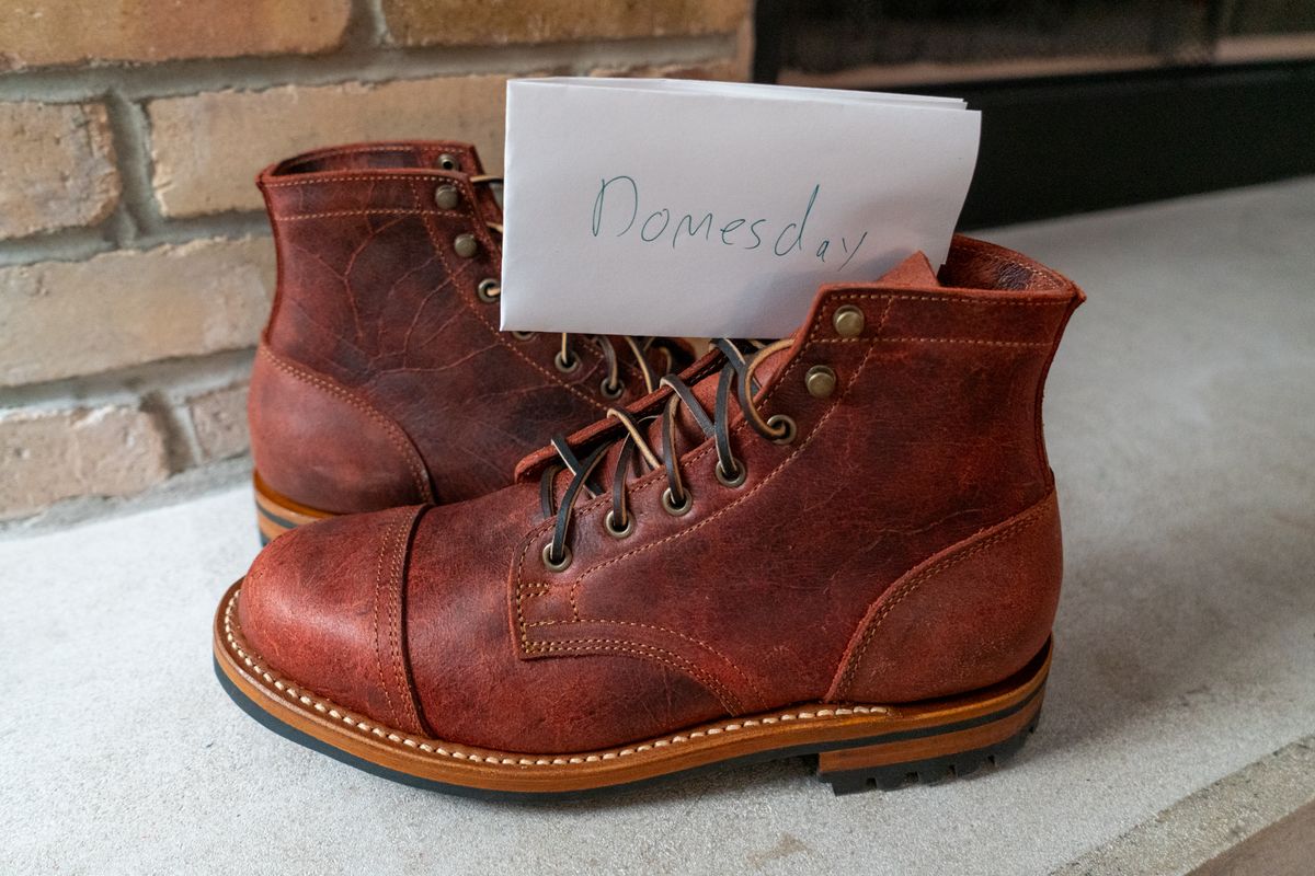 Photo by cconway816 on October 2, 2024 of the Truman Cap Toe Boot in C.F. Stead Russet Red Crazy Cow.