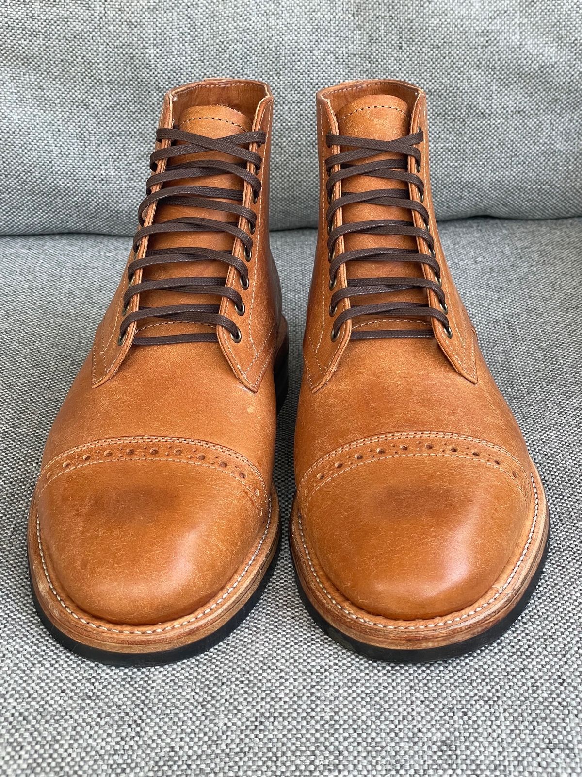 Photo by prock1820 on October 1, 2023 of the Oak Street Bootmakers Lakeshore Boot in Badalassi Carlo Cognac Pueblo Veg Crust.