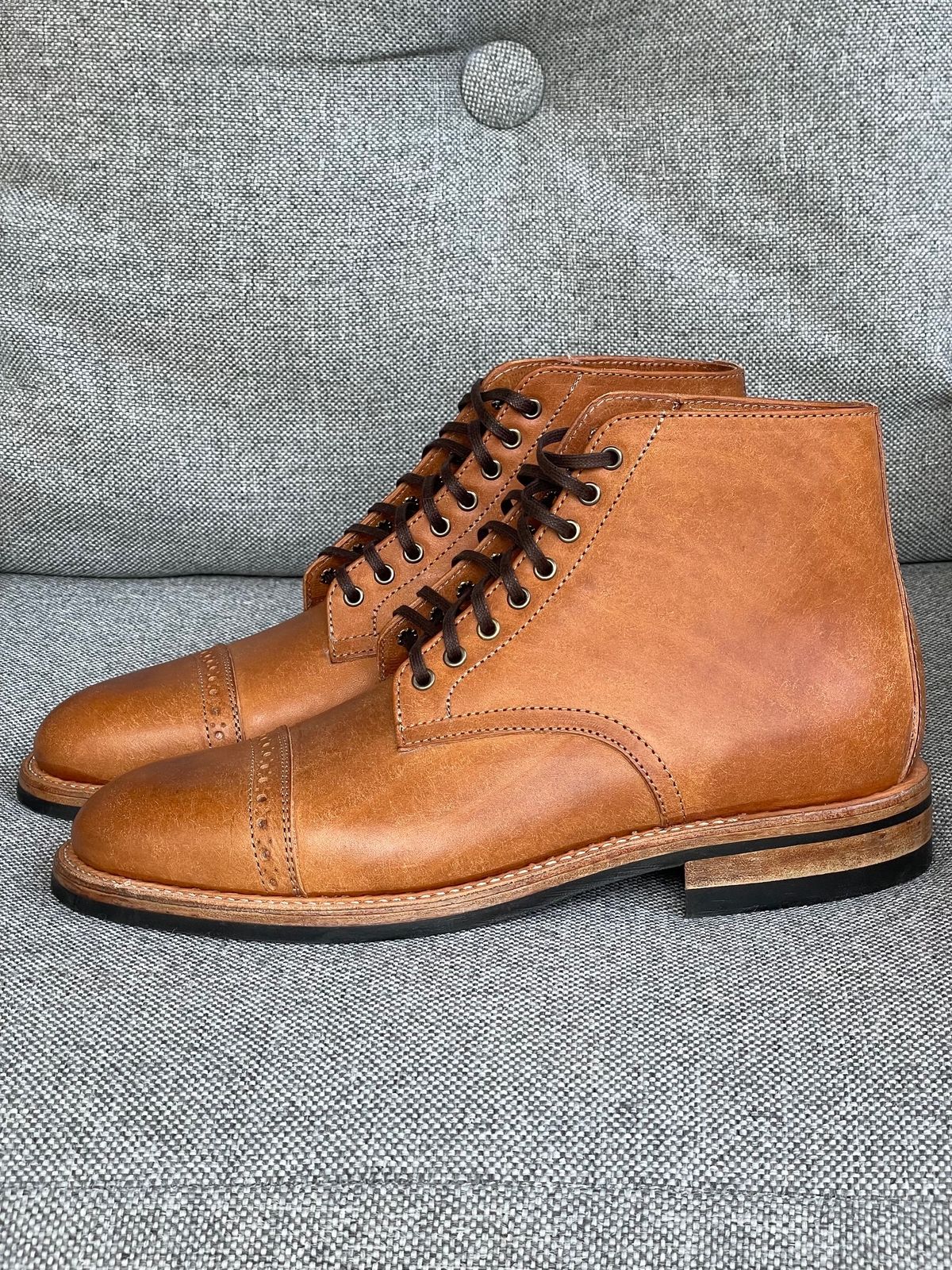Photo by prock1820 on October 1, 2023 of the Oak Street Bootmakers Lakeshore Boot in Badalassi Carlo Cognac Pueblo Veg Crust.