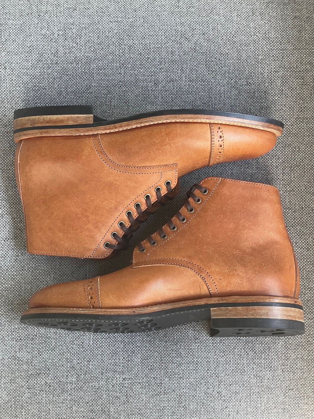 Photo by prock1820 on October 1, 2023 of the Oak Street Bootmakers Lakeshore Boot in Badalassi Carlo Cognac Pueblo Veg Crust.