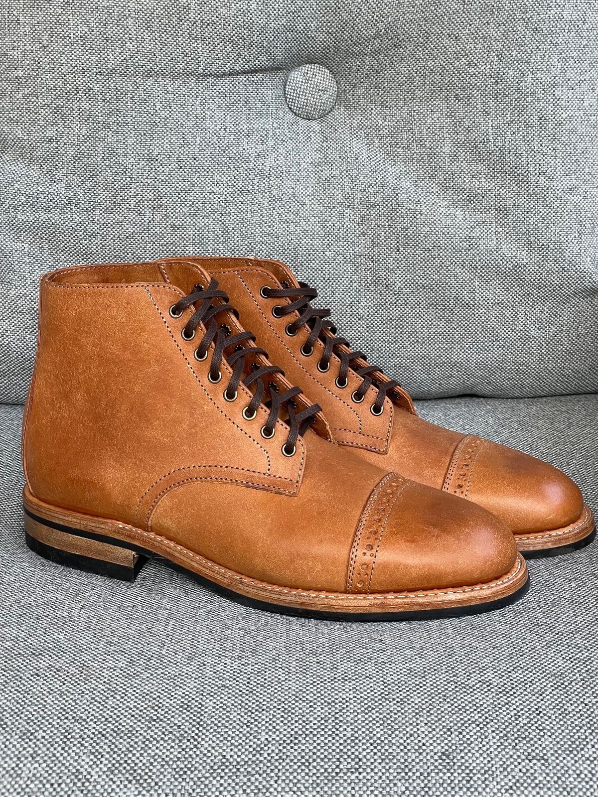 Photo by prock1820 on October 1, 2023 of the Oak Street Bootmakers Lakeshore Boot in Badalassi Carlo Cognac Pueblo Veg Crust.