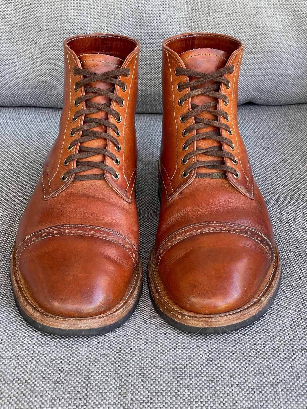 Photo by prock1820 on November 1, 2023 of the Oak Street Bootmakers Lakeshore Boot in Badalassi Carlo Cognac Pueblo Veg Crust.