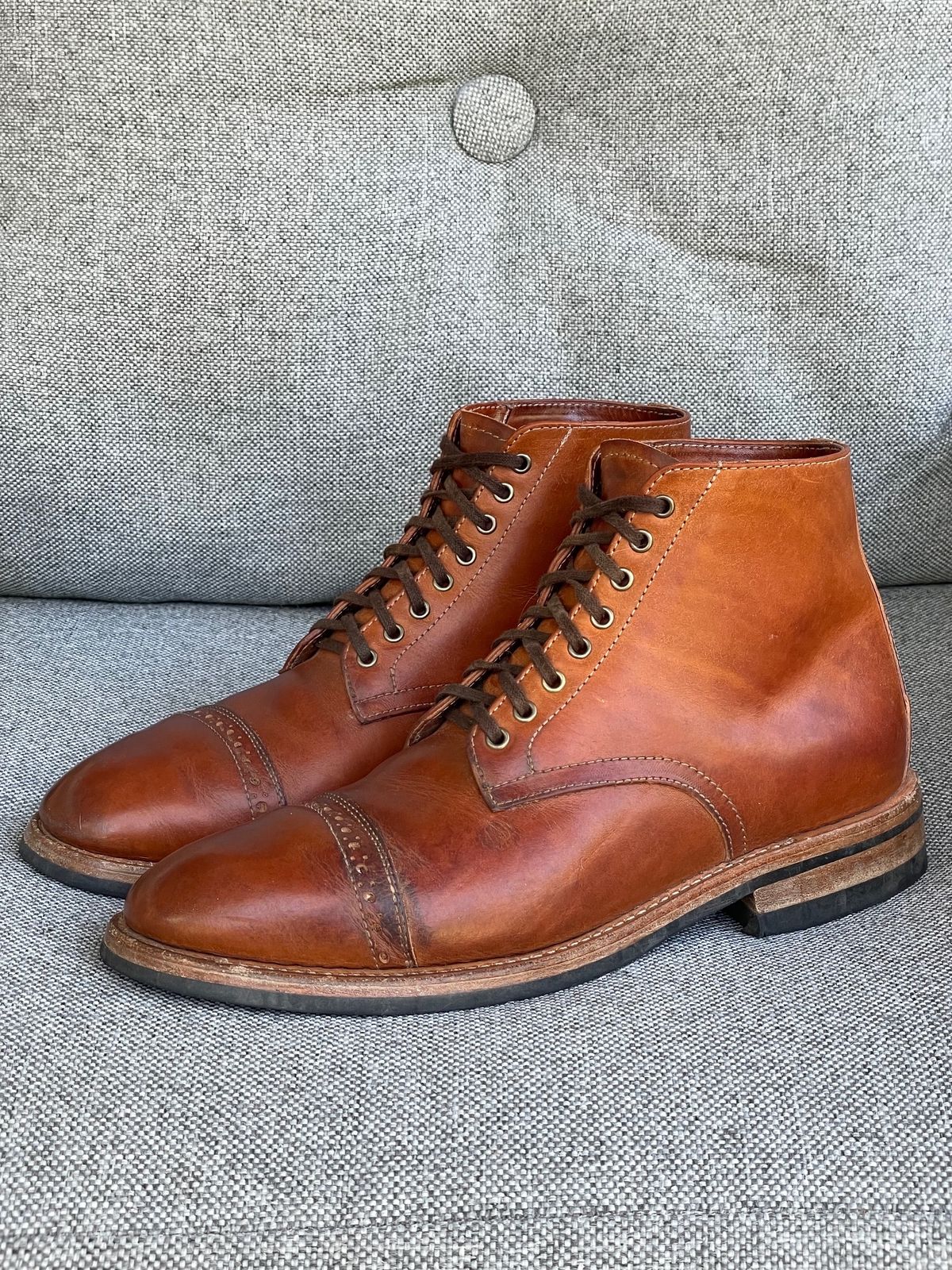 Photo by prock1820 on November 1, 2023 of the Oak Street Bootmakers Lakeshore Boot in Badalassi Carlo Cognac Pueblo Veg Crust.