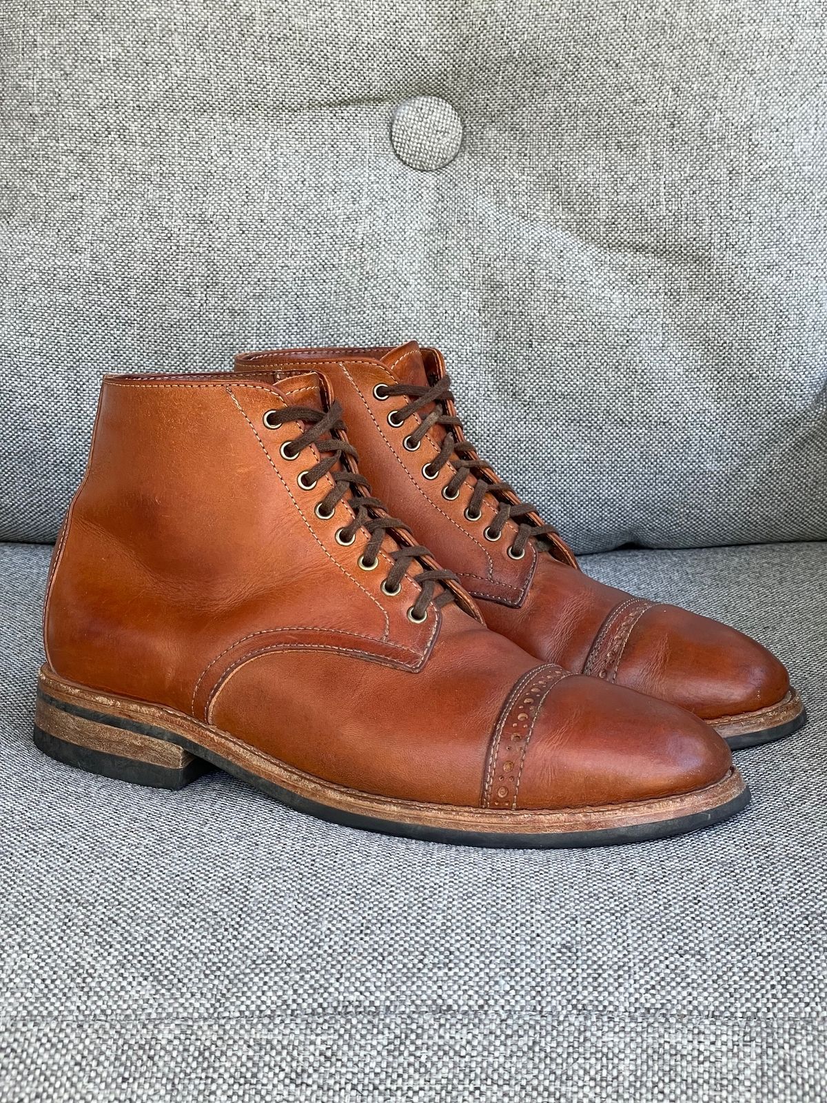 Photo by prock1820 on November 1, 2023 of the Oak Street Bootmakers Lakeshore Boot in Badalassi Carlo Cognac Pueblo Veg Crust.
