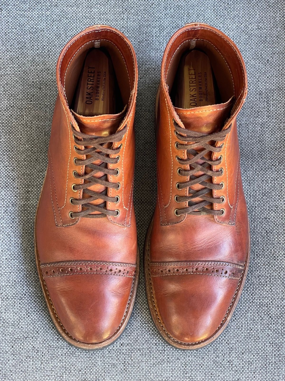Photo by prock1820 on November 1, 2023 of the Oak Street Bootmakers Lakeshore Boot in Badalassi Carlo Cognac Pueblo Veg Crust.