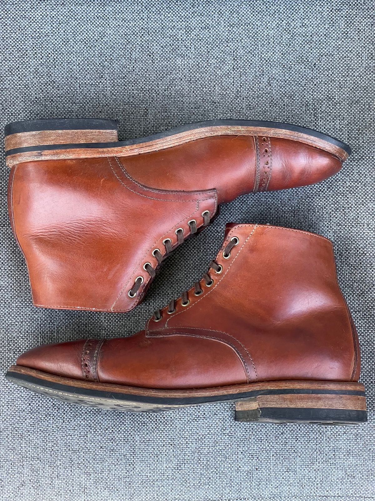 Photo by prock1820 on December 3, 2023 of the Oak Street Bootmakers Lakeshore Boot in Badalassi Carlo Cognac Pueblo Veg Crust.