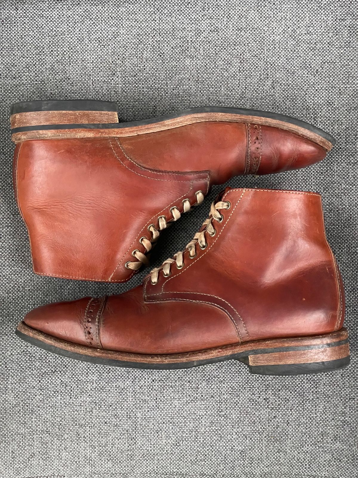 Photo by prock1820 on April 1, 2024 of the Oak Street Bootmakers Lakeshore Boot in Badalassi Carlo Cognac Pueblo Veg Crust.